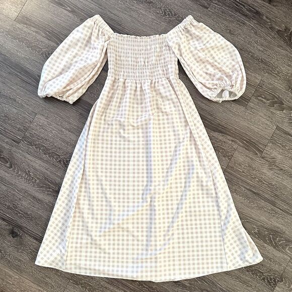 Sokie Collective Puff Sleeve Smocked Midi Dress - Picture 1 of 7